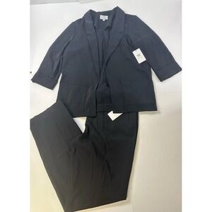 NWT CHAUS Women's 2PC Lined Black Suit Pants Size 10 & Open Blazer Size M